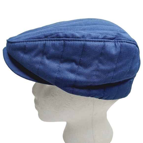 VTG Kroger Style Newsboy Cap Cabbie Hat Mens Blue Quilted LARGE Union Made USA - Picture 5 of 11